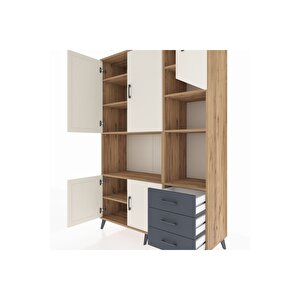 Hyperion Dolap 9 Raflı 3 Çekmeceli 5 Kapaklı 132x44x195 Çam-aytaşı/antrasit