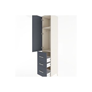 Hyperion Dolap 2 Raflı 3 Çekmeceli Tek Askılı 44x44x221 Aytaşı-antrasit