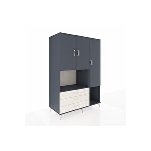 Kronos Dolap 6 Raflı 3 Çekmeceli 3 Kapaklı 132x59x195 Antrasit-antrasit/aytaşı