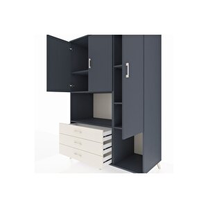 Kronos Dolap 6 Raflı 3 Çekmeceli 3 Kapaklı 132x59x195 Antrasit-antrasit/aytaşı