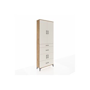 Arges Dolap 4 Raflı 3 Çekmeceli 4 Kapaklı 88x30x243 Çam-aytaşı
