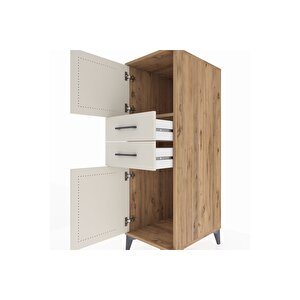 Kronos Dolap Tek Raflı 2 Çekmeceli 2 Kapaklı 44x59x134 Çam-aytaşı