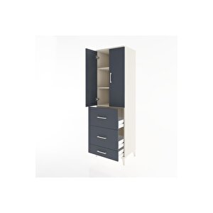 Hyperion Dolap 3 Raflı 3 Çekmeceli 2 Kapaklı 60x44x195 Aytaşı-antrasit