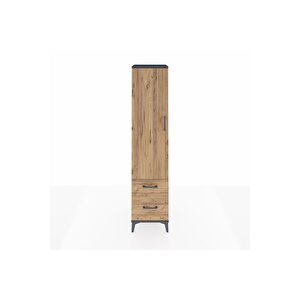 Hyperion Dolap 4 Raflı 2 Çekmeceli Tek Kapaklı 44x44x195 Antrasit-çam