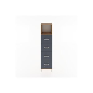 Hyperion Dolap Tek Raflı 4 Çekmeceli 44x44x182 Çam-antrasit