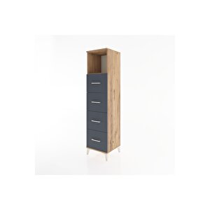 Hyperion Dolap Tek Raflı 4 Çekmeceli 44x44x182 Çam-antrasit