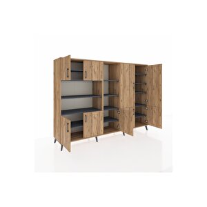 Hyperion Dolap 14 Raflı 9 Kapaklı 220x44x163 Çam-çam/antrasit