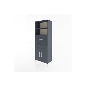 Arges Dolap 3 Raflı 2 Çekmeceli 2 Kapaklı 60x30x163 Antrasit-antrasit