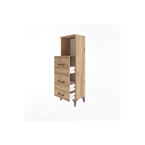 Arges Dolap Tek Raflı 3 Çekmeceli 44x30x134 Çam-çam