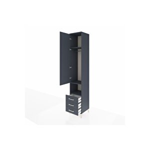 Hyperion Dolap 3 Raflı 3 Çekmeceli Tek Kapaklı 44x44x243 Antrasit-antrasit