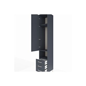 Hyperion Dolap 3 Raflı 3 Çekmeceli Tek Kapaklı 44x44x243 Antrasit-antrasit