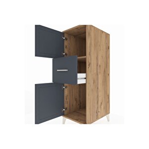 Kronos Dolap Tek Raflı Tek Çekmeceli 2 Kapaklı 44x59x134 Çam-antrasit