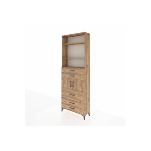 Arges Dolap 4 Raflı 5 Çekmeceli 2 Kapaklı 88x30x243 Çam-çam