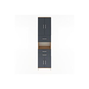 Arges Dolap 3 Raflı 3 Çekmeceli 4 Kapaklı 60x30x243 Çam-antrasit