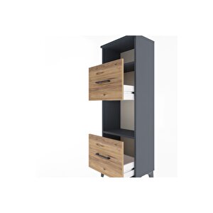 Arges Dolap 2 Raflı 2 Çekmeceli 44x30x134 Antrasit-çam