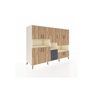 Kronos Dolap 13 Raflı 3 Çekmeceli 9 Kapaklı 220x59x163 Aytaşı-çam/antrasit