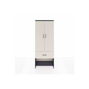 Arges Dolap 2 Raflı Tek Çekmeceli Tek Askılı 88x30x221 Antrasit-aytaşı