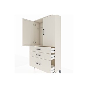 Arges Dolap Tek Raflı 3 Çekmeceli Tek Askılı 88x30x163 Aytaşı-aytaşı