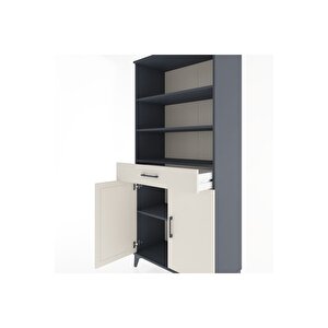 Hyperion Dolap 4 Raflı Tek Çekmeceli 2 Kapaklı 88x44x195 Antrasit-aytaşı