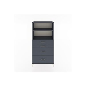 Hyperion Dolap 2 Raflı 4 Çekmeceli 88x44x182 Antrasit-antrasit