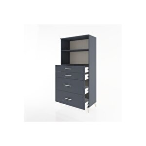 Hyperion Dolap 2 Raflı 4 Çekmeceli 88x44x182 Antrasit-antrasit