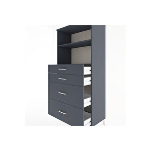 Hyperion Dolap 2 Raflı 4 Çekmeceli 88x44x182 Antrasit-antrasit