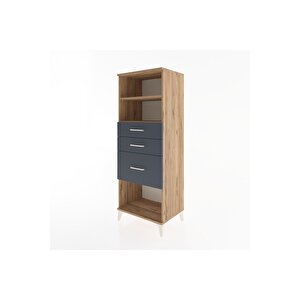 Hyperion Dolap 2 Raflı 3 Çekmeceli 60x44x163 Çam-antrasit