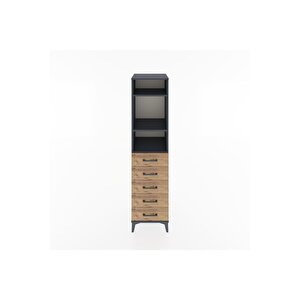 Hyperion Dolap 3 Raflı 5 Çekmeceli 44x44x182 Antrasit-çam