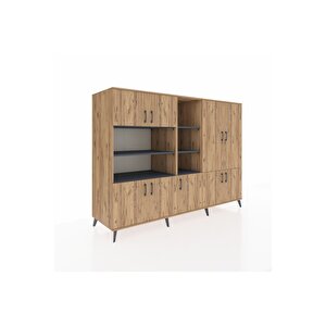 Kronos Dolap 14 Raflı 9 Kapaklı 220x59x163 Çam-çam/antrasit