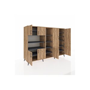 Kronos Dolap 14 Raflı 9 Kapaklı 220x59x163 Çam-çam/antrasit