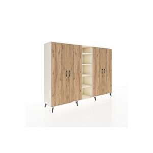 Hyperion Dolap 12 Raflı 4 Kapaklı 220x44x163 Aytaşı-çam/aytaşı