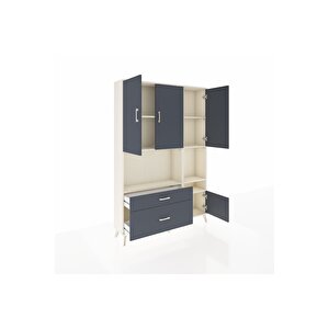 Arges Gardrop 7 Raflı 2 Çekmeceli 4 Kapaklı 132x30x195 Aytaşı-antrasit