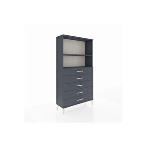 Arges Dolap 2 Raflı 5 Çekmeceli 88x30x163 Antrasit-antrasit