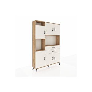 Arges Gardrop 8 Raflı 2 Çekmeceli 6 Kapaklı 132x30x195 Çam-aytaşı