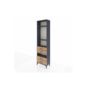 Arges Dolap 4 Raflı 4 Çekmeceli 60x30x221 Antrasit-çam