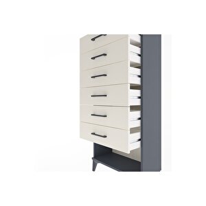 Arges Dolap 6 Çekmeceli 60x30x134 Antrasit-aytaşı