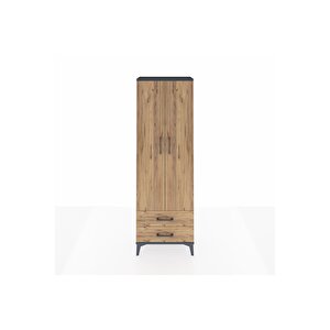 Arges Dolap 2 Raflı 2 Çekmeceli Tek Askılı 60x30x182 Antrasit-çam