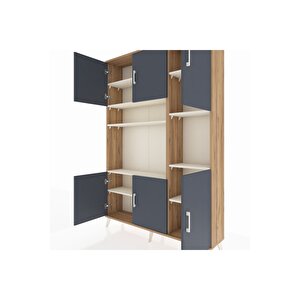 Arges Dolap 9 Raflı 6 Kapaklı 132x30x195 Çam-antrasit/aytaşı