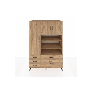 Kronos Dolap 9 Raflı 5 Çekmeceli 3 Kapaklı 132x59x195 Çam-çam/çam