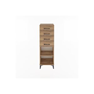 Arges Dolap Tek Raflı 4 Çekmeceli 44x30x134 Çam-çam