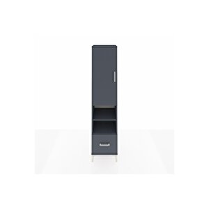 Hyperion Dolap 3 Raflı Tek Çekmeceli Tek Askılı 44x44x195 Antrasit-antrasit