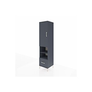 Hyperion Dolap 3 Raflı Tek Çekmeceli Tek Askılı 44x44x195 Antrasit-antrasit
