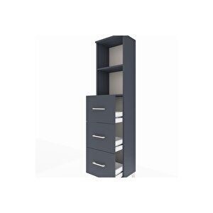 Arges Dolap 2 Raflı 3 Çekmeceli 44x30x182 Antrasit-antrasit