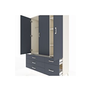 Hyperion Gardrop 5 Raflı 5 Çekmeceli Tek Askılı 132x44x195 Aytaşı-antrasit