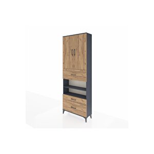 Arges Dolap 5 Raflı 3 Çekmeceli 2 Kapaklı 88x30x243 Antrasit-çam