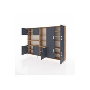 Arges Dolap 14 Raflı 9 Kapaklı 220x30x163 Çam-antrasit/çam