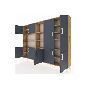 Arges Dolap 14 Raflı 9 Kapaklı 220x30x163 Çam-antrasit/çam