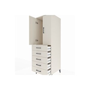 Kronos Dolap Tek Raflı 5 Çekmeceli Tek Askılı 60x59x182 Aytaşı-aytaşı