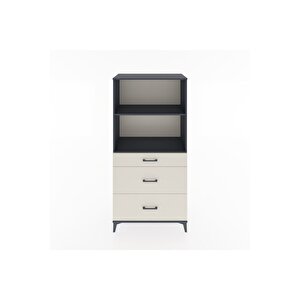 Hyperion Dolap 2 Raflı 3 Çekmeceli 88x44x182 Antrasit-aytaşı