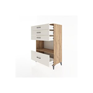 Hyperion Dolap Tek Raflı 4 Çekmeceli 88x44x134 Çam-aytaşı